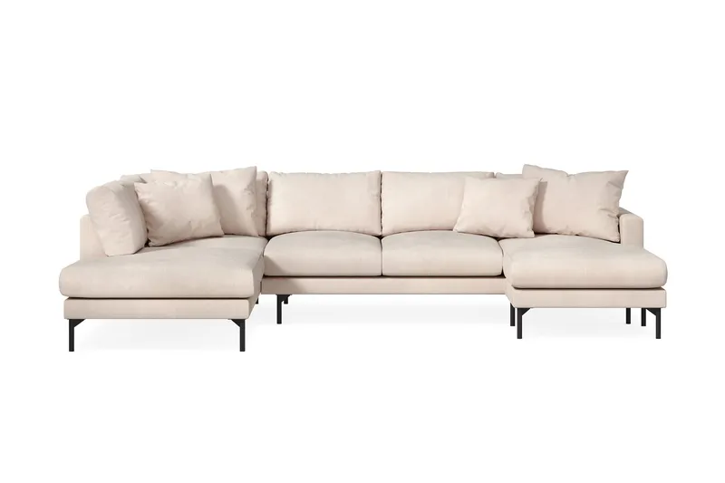 Menard 4-sits Vänstervänd U-formad Large Soffa med Divan och Schäslong i Manchester - Beige - Möbler - Soffa - U-soffa