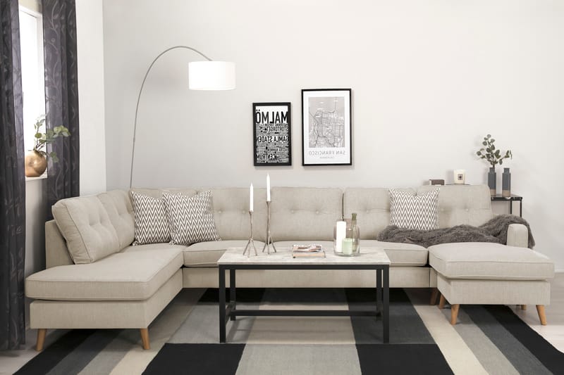 Monroe U-soffa Large med Divan Höger - Beige - Möbler - Soffa - U-soffa