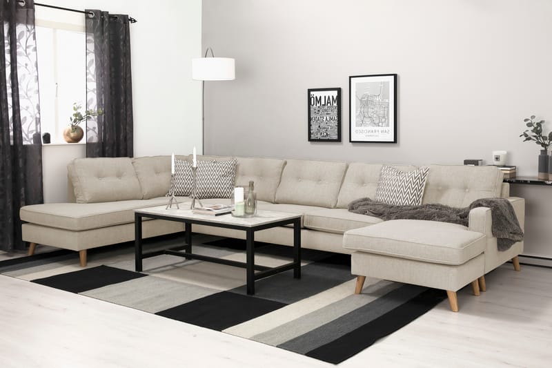 Monroe U-soffa Large med Divan Höger - Beige - Möbler - Soffa - U-soffa