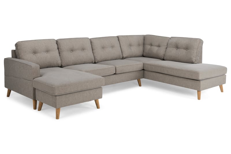 Monroe U-soffa med Divan Vänster Tvättbart Tyg - Gråbrun - Möbler - Soffa - U-soffa