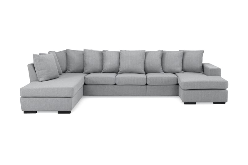 Nebraska U-soffa Divan Höger Kuvertkuddar, Ljusgrå