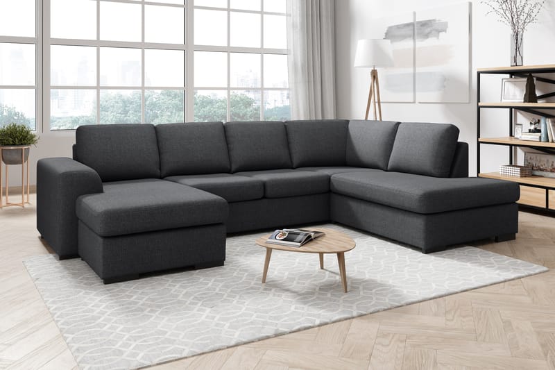 Ocean 4-sits Högervänd U-formad Large Soffa med Divan och Schäslong i Tyg - Mörkgrå - Möbler - Soffa - U-soffa