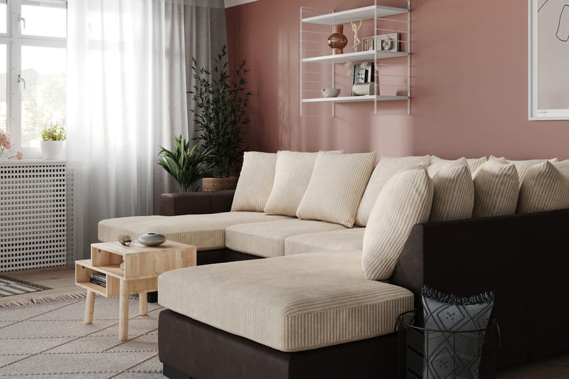 Ocean 4-sits Högervänd U-formad Soffa med Divan och Schäslong i Manchester - Beige - Möbler - Soffa - U-soffa