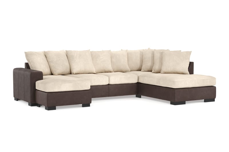 Ocean 4-sits Högervänd U-formad Soffa med Divan och Schäslong i Manchester - Beige - Möbler - Soffa - U-soffa