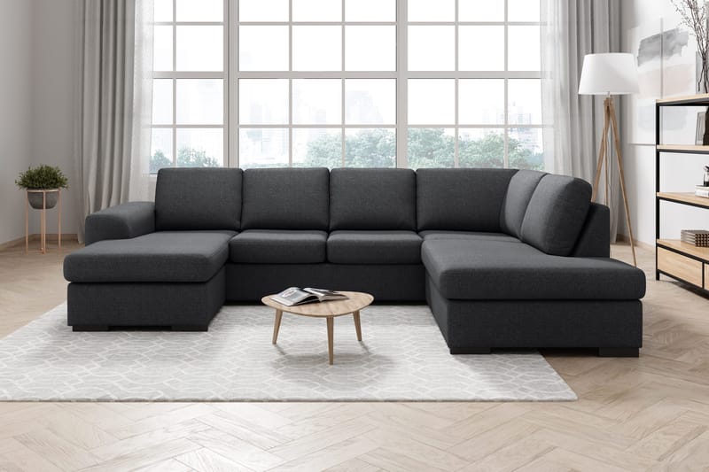 Ocean 4-sits Högervänd U-formad Soffa med Divan och Schäslong i Tyg - Mörkgrå - Möbler - Soffa - U-soffa