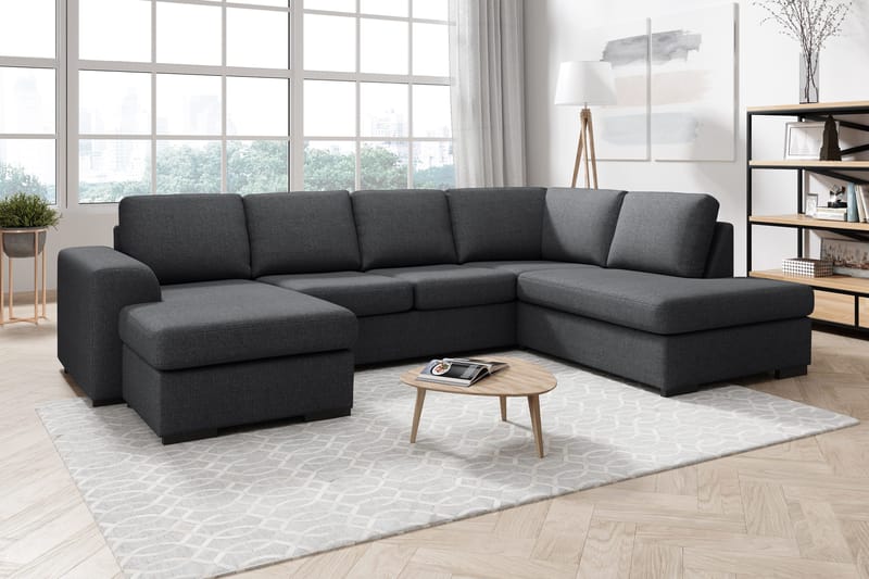 Ocean 4-sits Högervänd U-formad Soffa med Divan och Schäslong i Tyg - Mörkgrå - Möbler - Soffa - U-soffa