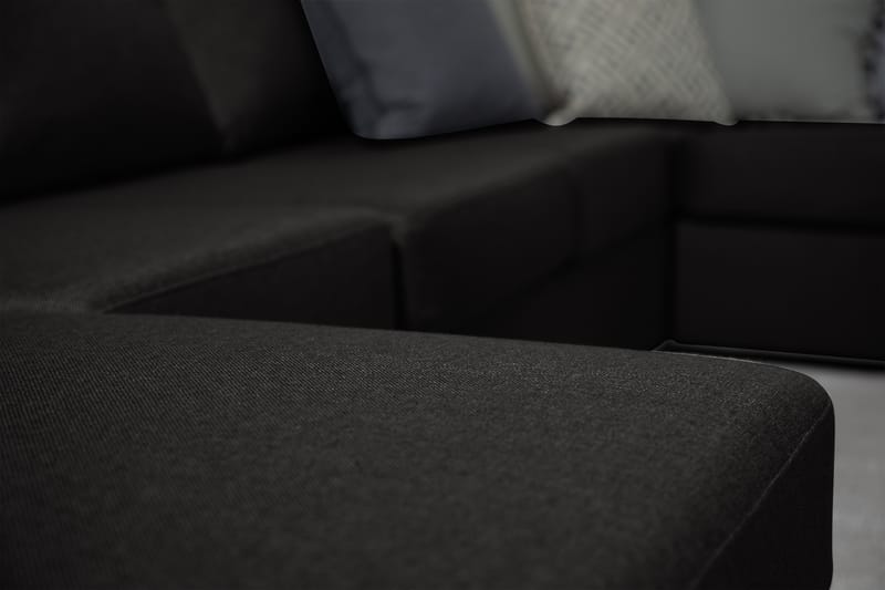 Ocean 4-sits Högervänd U-formad Soffa med Divan och Schäslong i Tyg - Svart - Möbler - Soffa - U-soffa