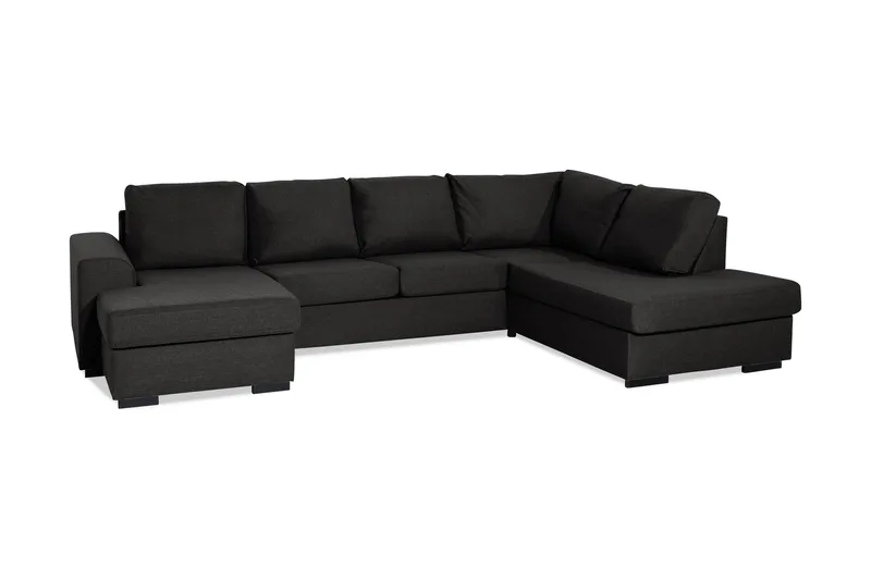 Ocean 4-sits Högervänd U-formad Soffa med Divan och Schäslong i Tyg - Svart - Möbler - Soffa - U-soffa