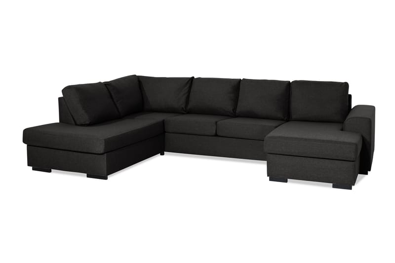 Ocean 4-sits Vänstervänd U-formad Soffa med Divan och Schäslong i Tyg - Svart - Möbler - Soffa - U-soffa