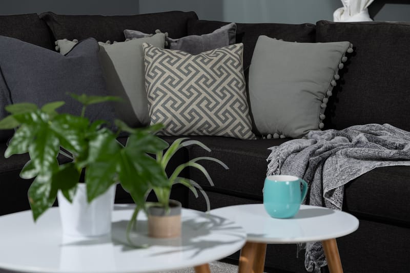 Ocean 4-sits Vänstervänd U-formad Soffa med Divan och Schäslong i Tyg - Svart - Möbler - Soffa - U-soffa