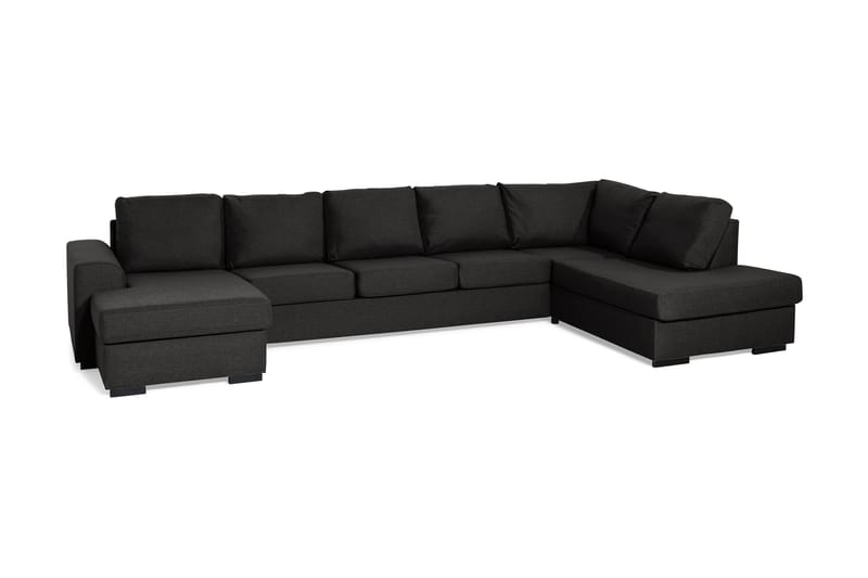 Ocean 5-sits Högervänd U-formad Large Soffa med Divan och Schäslong i Tyg - Svart - Möbler - Soffa - U-soffa