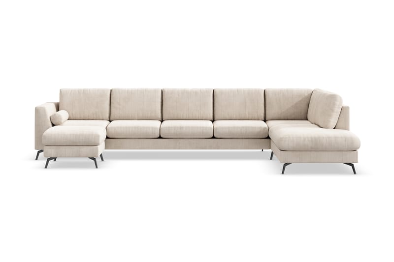 Ocean Lyx 6-sits Högervänd U-formad Soffa med Divan och Schäslong + Fotpall i Manchester - Beige - Möbler - Soffa - U-soffa