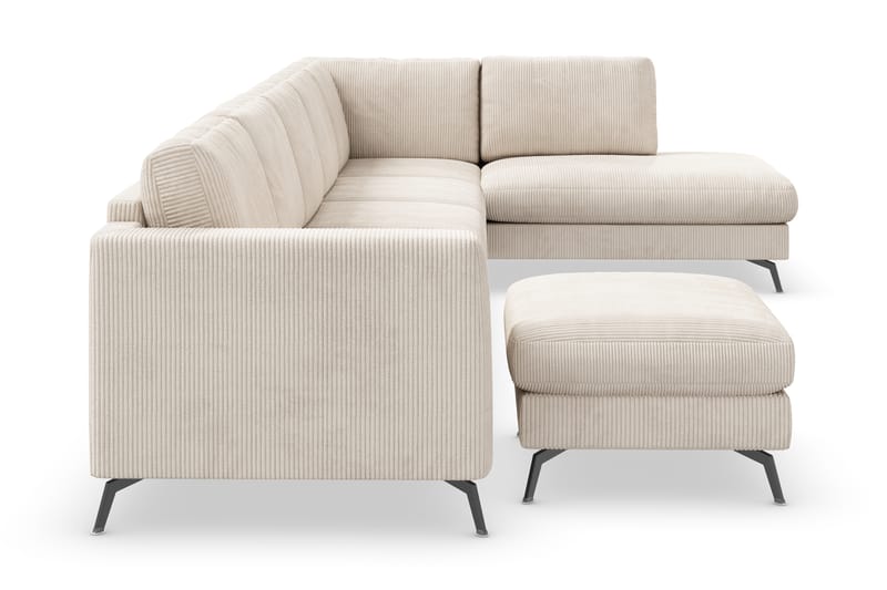 Ocean Lyx 6-sits Högervänd U-formad Soffa med Divan och Schäslong + Fotpall i Manchester - Beige - Möbler - Soffa - U-soffa