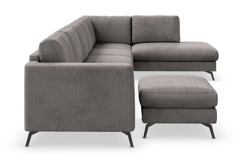 Ocean Lyx 6-sits Högervänd U-formad Soffa med Divan och Schäslong + Fotpall i Manchester - Mörkgrå - Möbler - Soffa - U-soffa