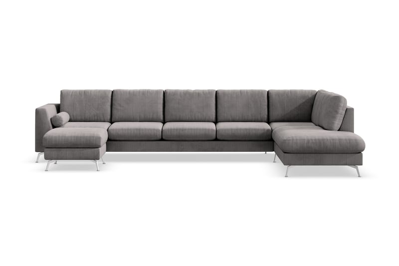 Ocean Lyx 6-sits Högervänd U-formad Soffa med Divan och Schäslong + Fotpall i Manchester - Mörkgrå - Möbler - Soffa - U-soffa