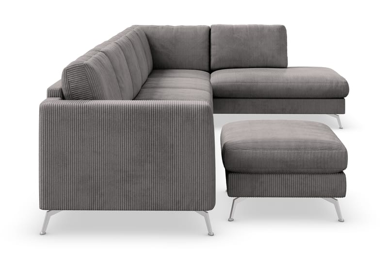 Ocean Lyx 6-sits Högervänd U-formad Soffa med Divan och Schäslong + Fotpall i Manchester - Mörkgrå - Möbler - Soffa - U-soffa