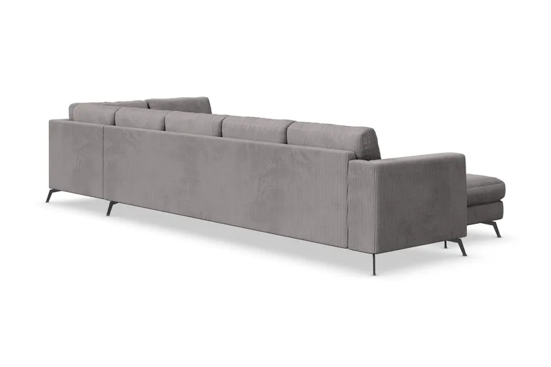 Ocean Lyx 6-sits Högervänd U-formad Soffa med Divan och Schäslong + Fotpall i Manchester - Mörkgrå - Möbler - Soffa - U-soffa