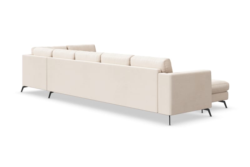 Ocean Lyx 6-sits Högervänd U-formad Soffa med Divan och Schäslong + Fotpall i Tyg - Beige - Möbler - Soffa - U-soffa
