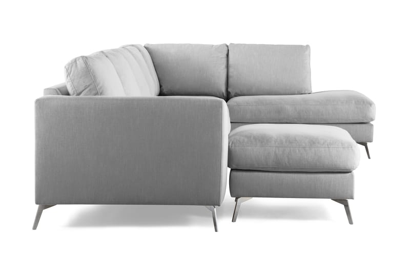 Ocean Lyx 6-sits Högervänd U-formad Soffa med Divan och Schäslong + Fotpall i Tyg - Grå - Möbler - Soffa - U-soffa