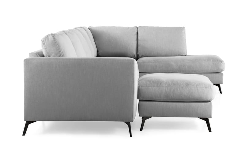 Ocean Lyx 6-sits Högervänd U-formad Soffa med Divan och Schäslong + Fotpall i Tyg - Grå - Möbler - Soffa - U-soffa