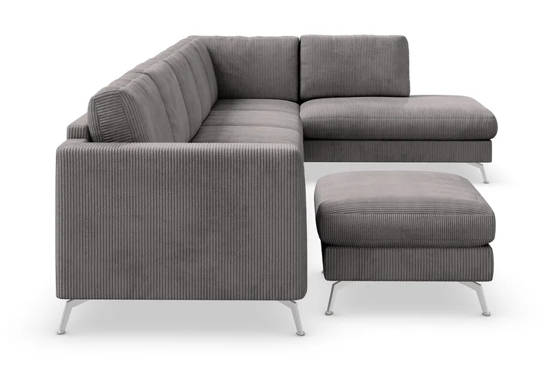 Ocean Lyx 6-sits Högervänd U-formad Soffa med Divan och Schäslong + Fotpall i Manchester - Mörkgrå - Möbler - Soffa - U-soffa