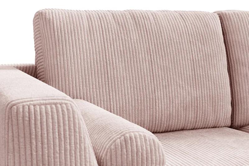 Ocean Lyx 6-sits Högervänd U-formad Soffa med Divan och Schäslong + Fotpall i Manchester - Rosa - Möbler - Soffa - U-soffa