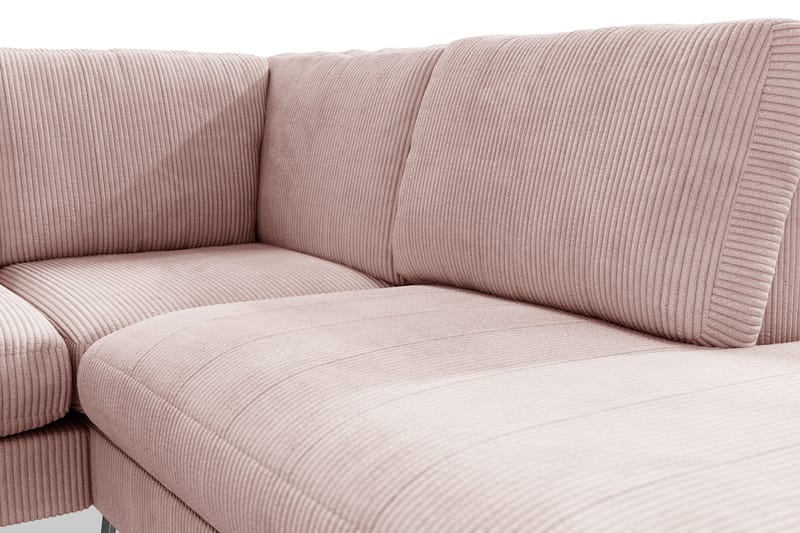 Ocean Lyx 6-sits Högervänd U-formad Soffa med Divan och Schäslong + Fotpall i Manchester - Rosa - Möbler - Soffa - U-soffa