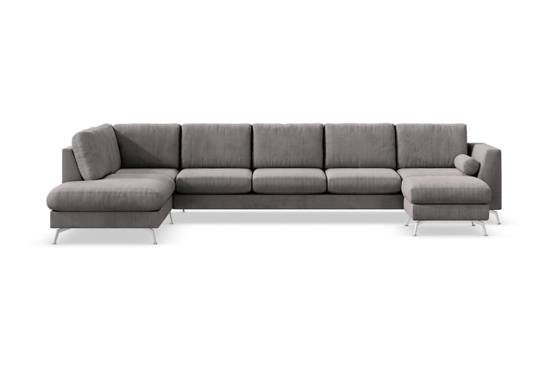 Ocean Lyx 6-sits Vänstervänd U-formad Soffa med Divan och Schäslong + Fotpall i Manchester - Mörkgrå - Möbler - Soffa - U-soffa