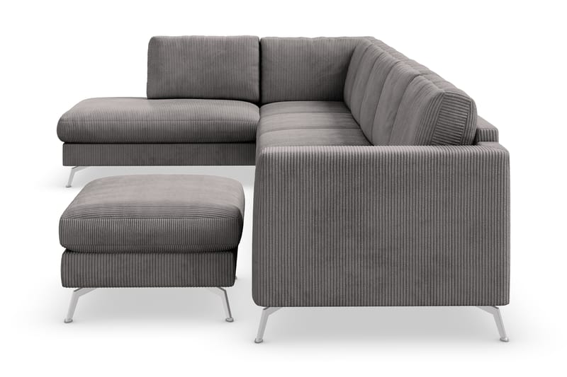 Ocean Lyx 6-sits Vänstervänd U-formad Soffa med Divan och Schäslong + Fotpall i Manchester - Mörkgrå - Möbler - Soffa - U-soffa