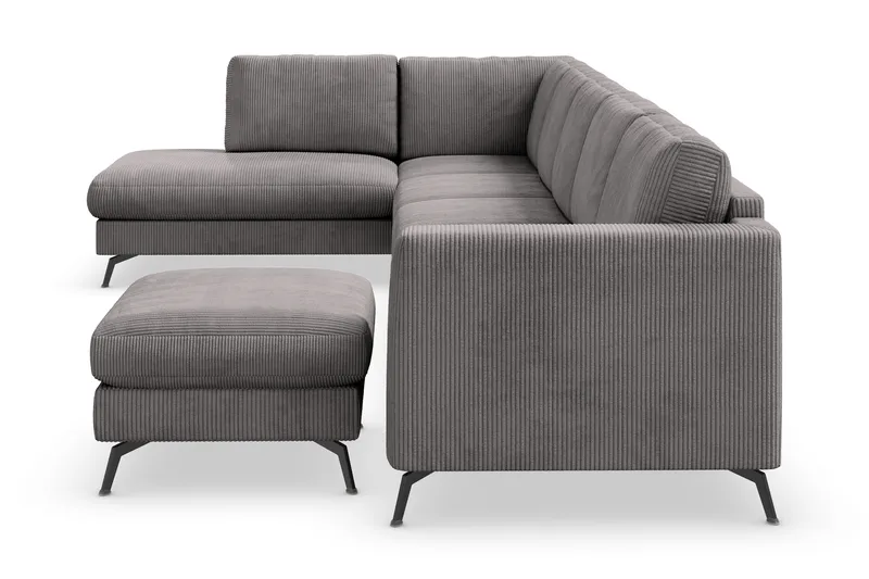 Ocean Lyx 6-sits Vänstervänd U-formad Soffa med Divan och Schäslong + Fotpall i Manchester - Mörkgrå - Möbler - Soffa - U-soffa