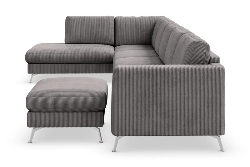 Ocean Lyx 6-sits Vänstervänd U-formad Soffa med Divan och Schäslong + Fotpall i Manchester - Mörkgrå - Möbler - Soffa - U-soffa