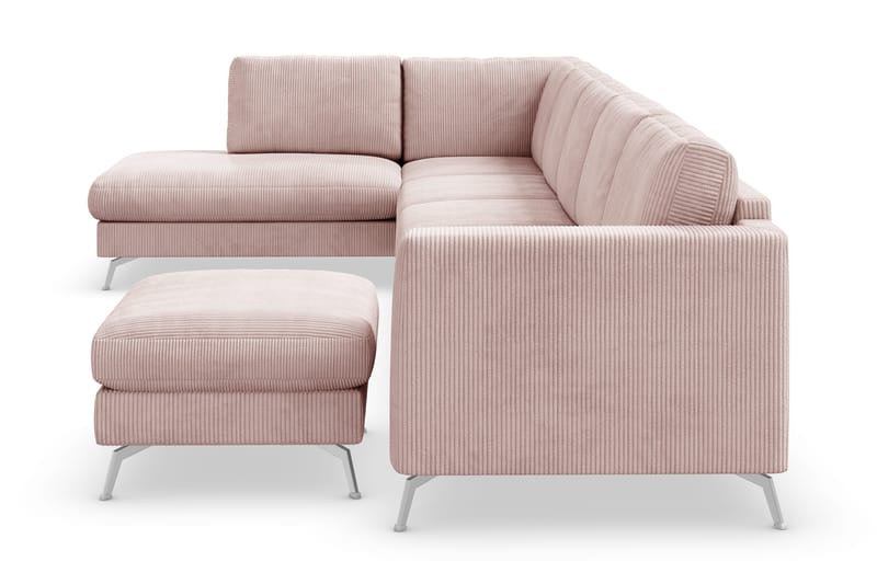 Ocean Lyx 6-sits Vänstervänd U-formad Soffa med Divan och Schäslong + Fotpall i Manchester - Rosa - Möbler - Soffa - U-soffa