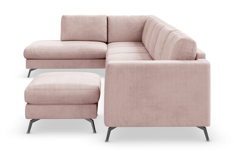 Ocean Lyx 6-sits Vänstervänd U-formad Soffa med Divan och Schäslong + Fotpall i Manchester - Rosa - Möbler - Soffa - U-soffa