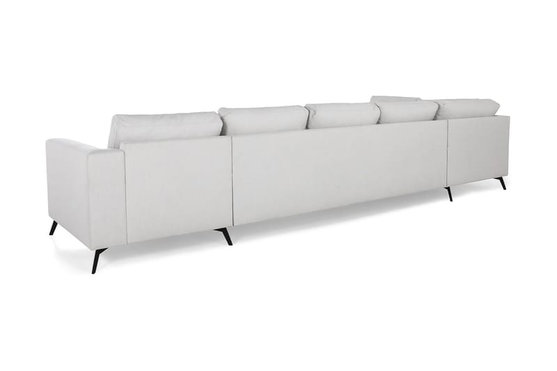 Ocean Lyx 6-sits Vänstervänd U-formad Soffa med Divan och Schäslong + Fotpall i Tyg - Ljusgrå - Möbler - Soffa - U-soffa