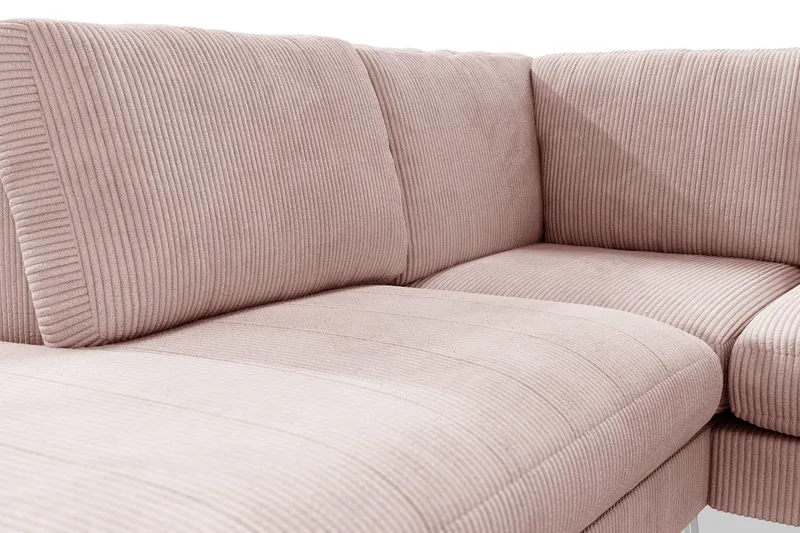 Ocean Lyx 6-sits Vänstervänd U-formad Soffa med Divan och Schäslong + Fotpall i Manchester - Rosa - Möbler - Soffa - U-soffa