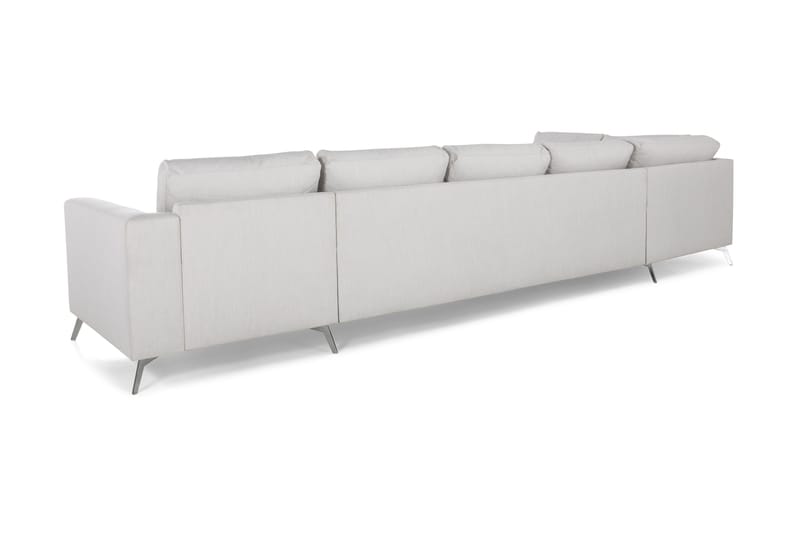 Ocean Lyx 6-sits Vänstervänd U-formad Soffa med Divan och Schäslong + Fotpall i Tyg - Ljusgrå - Möbler - Soffa - U-soffa