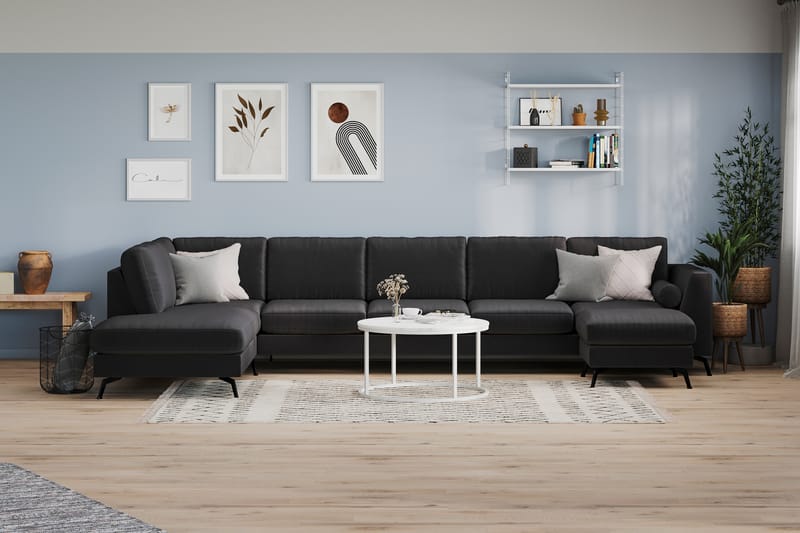 Ocean Lyx U-soffa med Schäslong Vänster - Linnesvart - Möbler - Soffa - U-soffa