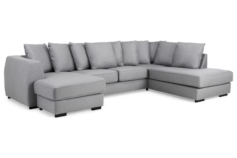 Optus 4-sits Högervänd U-formad Soffa med Divan och Schäslong i Tyg inkl Kuvertkuddar - Ljusgrå - Möbler - Soffa - U-soffa