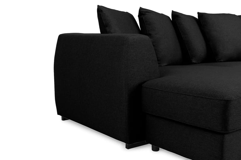 Optus 4-sits Högervänd U-formad Soffa med Divan och Schäslong i Tyg inkl Kuvertkuddar - Svart - Möbler - Soffa - U-soffa