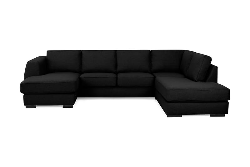 Optus 4-sits Högervänd U-formad Soffa med Divan och Schäslong i Tyg - Svart - Möbler - Soffa - U-soffa