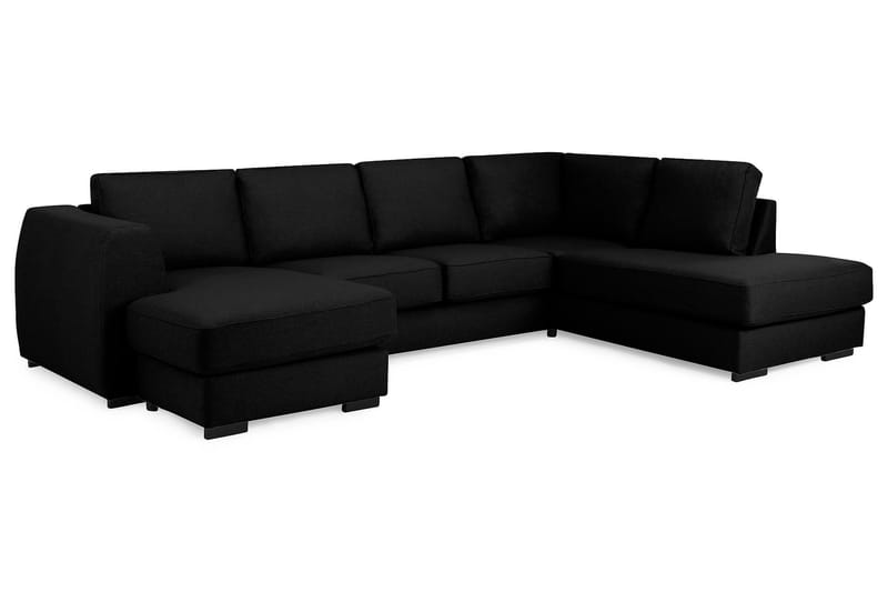 Optus 4-sits Högervänd U-formad Soffa med Divan och Schäslong i Tyg - Svart - Möbler - Soffa - U-soffa