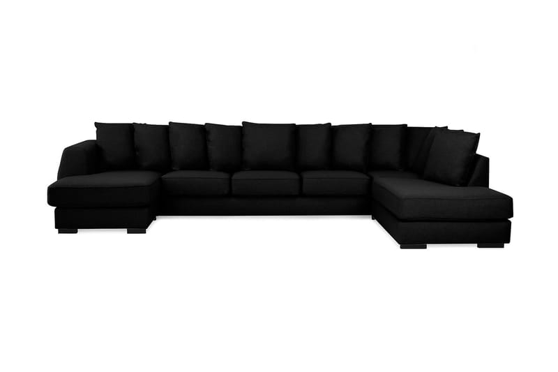 Optus 6-sits Högervänd U-formad Large Soffa med Divan och Schäslong i Tyg inkl Kuvertkuddar - Svart - Möbler - Soffa - U-soffa
