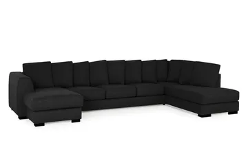 Optus 6-sits Högervänd U-formad Large Soffa med Divan och Schäslong i Tyg inkl Kuvertkuddar - Svart - Möbler - Soffa - U-soffa