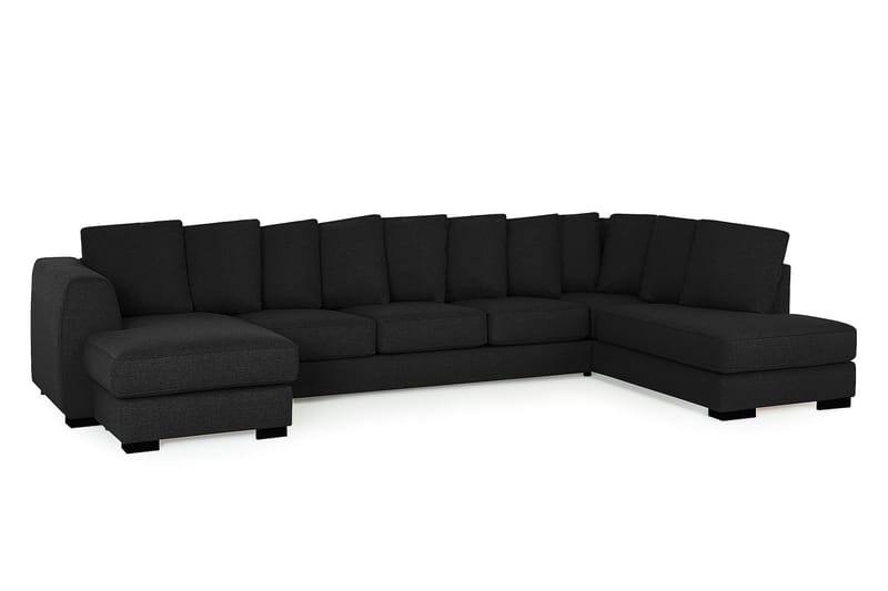 Optus 6-sits Högervänd U-formad Large Soffa med Divan och Schäslong i Tyg inkl Kuvertkuddar - Svart - Möbler - Soffa - U-soffa
