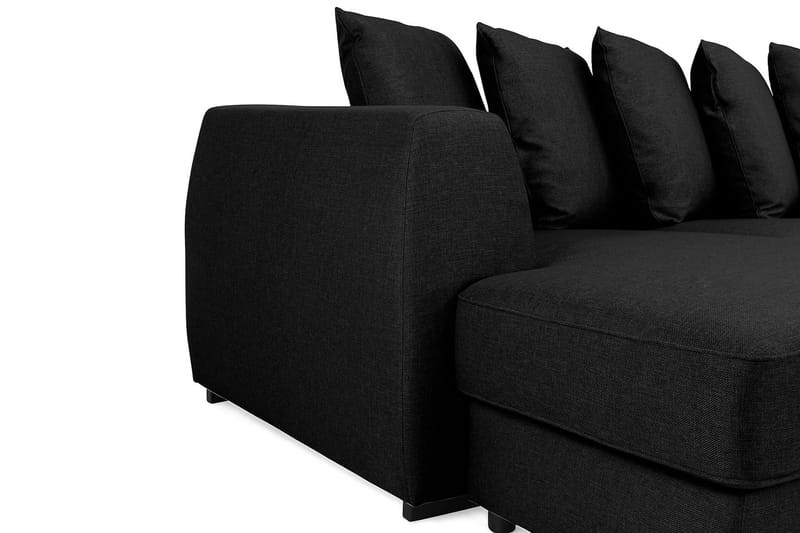 Optus 6-sits Högervänd U-formad Large Soffa med Divan och Schäslong i Tyg inkl Kuvertkuddar - Svart - Möbler - Soffa - U-soffa