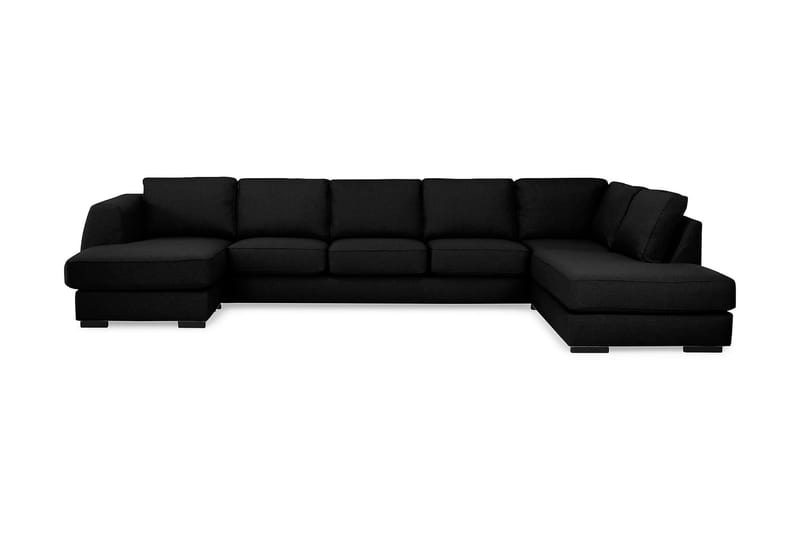 Optus 6-sits Högervänd U-formad Large Soffa med Divan och Schäslong i Tyg - Svart - Möbler - Soffa - U-soffa
