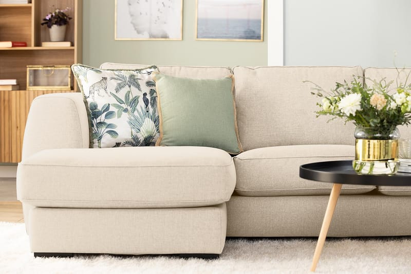 Optus 6-sits Vänstervänd U-formad Large Soffa med Divan och Schäslong i Tyg - Beige - Möbler - Soffa - U-soffa