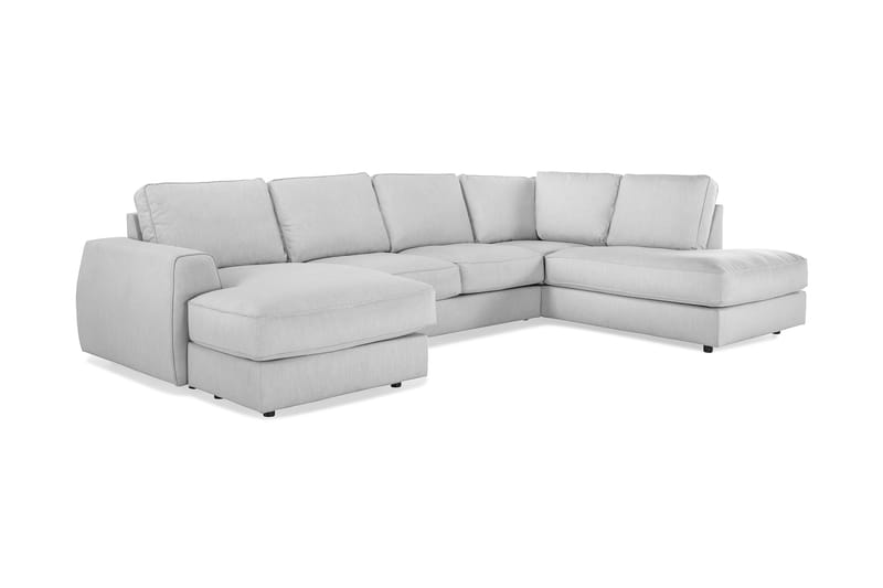 Optus Lyx 4-sits Högervänd U-formad Soffa med Divan och Schäslong i Tyg - Grå - Möbler - Soffa - U-soffa
