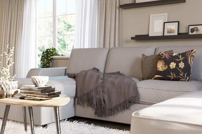Optus Lyx 4-sits Högerv�änd U-formad Soffa med Divan och Schäslong i Tyg - Grå - Möbler - Soffa - U-soffa