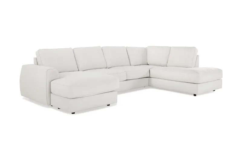 Optus Lyx 4-sits Högervänd U-formad Soffa med Divan och Schäslong i Tyg - Ljusgrå - Möbler - Soffa - U-soffa